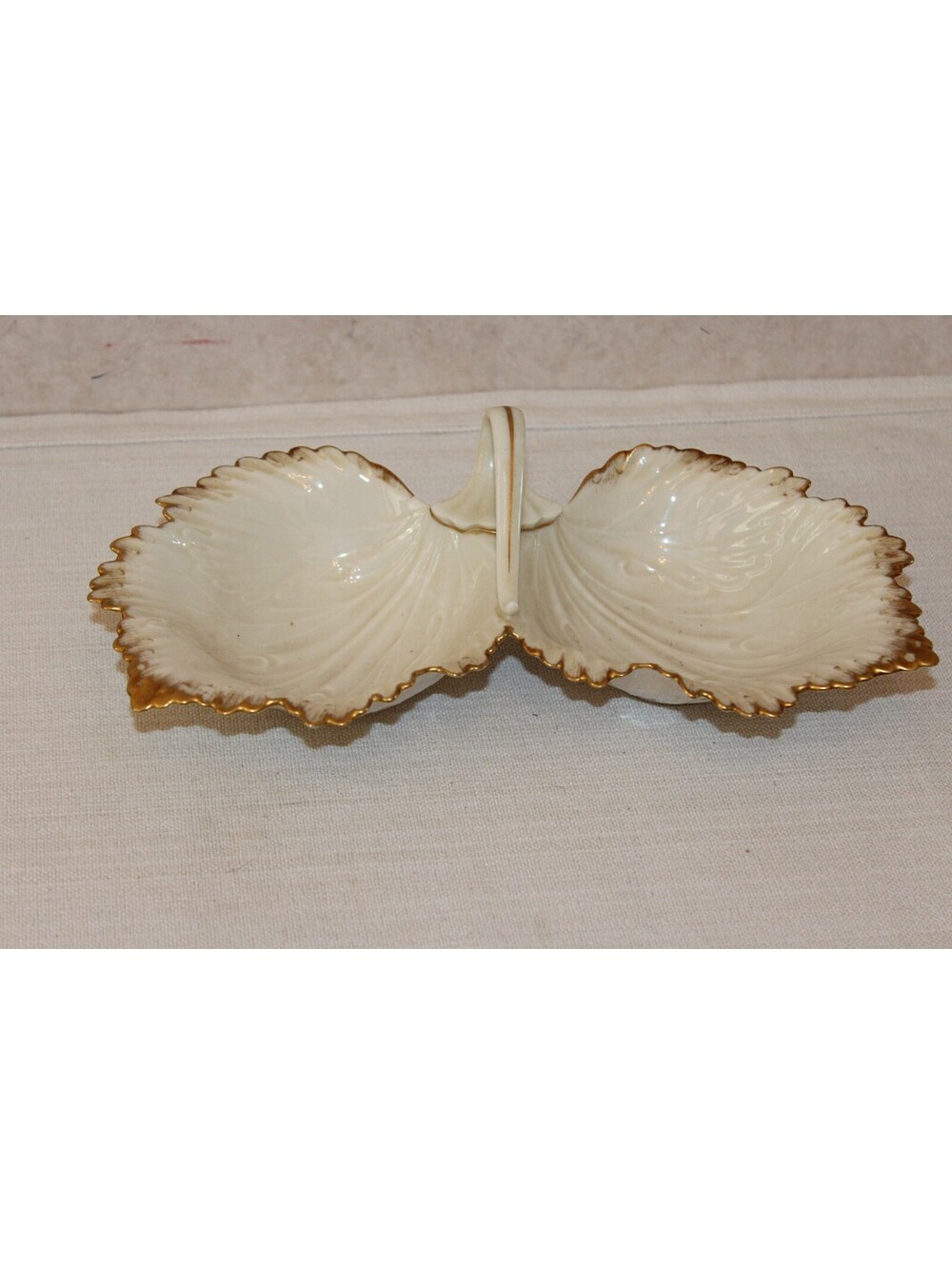 Vintage Lenox Monticello Double Condiment Candy Dish Ivory 24K Gold Trim USA